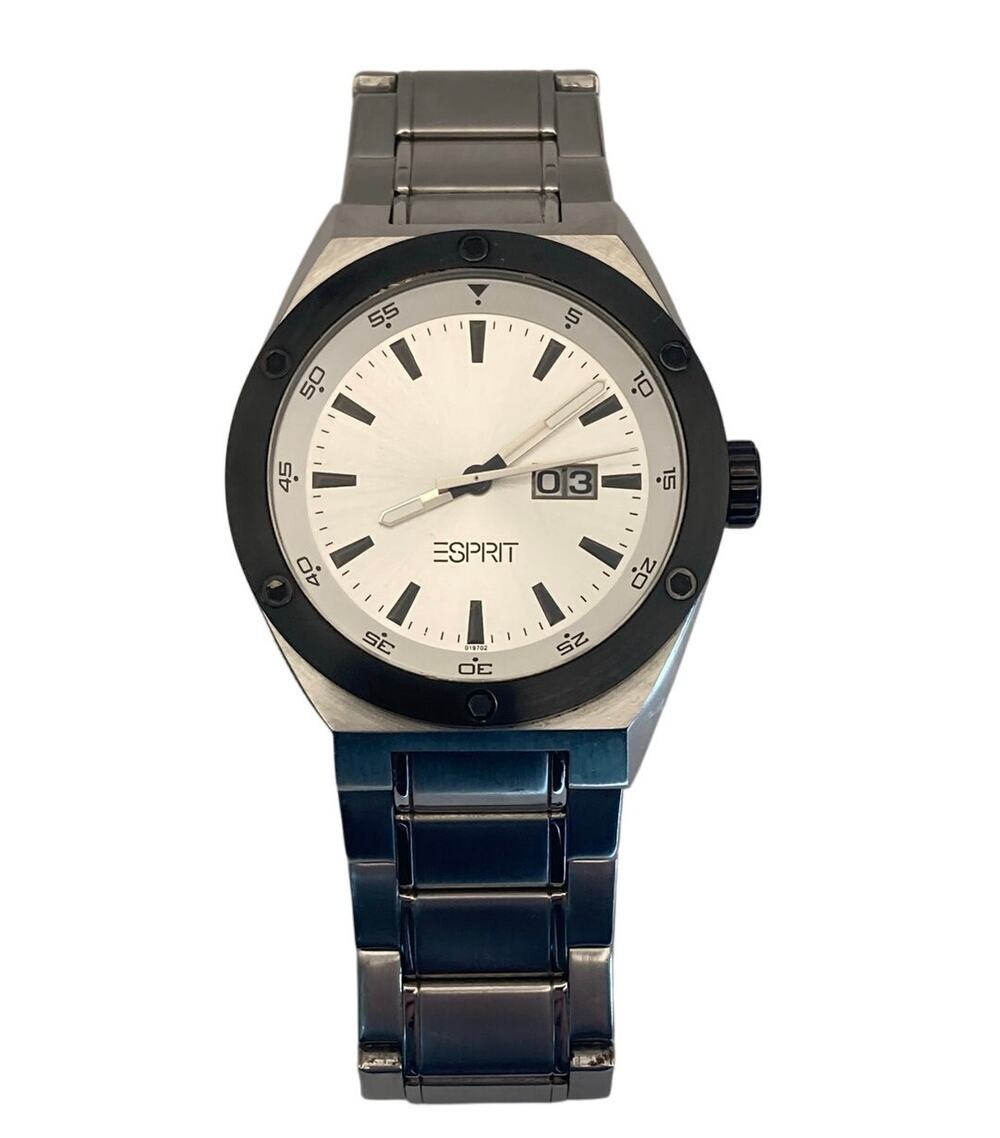 Mens ESPIRIT 101971 All Stainless Steel Watch 44mm New Battery Wrist 7.25-7.5 WR